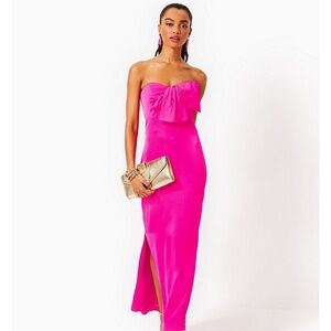 Lilly Pulitzer Carylynn Maxi Bow Strapless Dress in Vibrant Pink